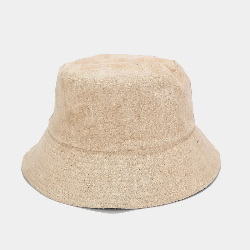 BK00077 Suede Wide Brim Solid Color Fall Bucket Hat