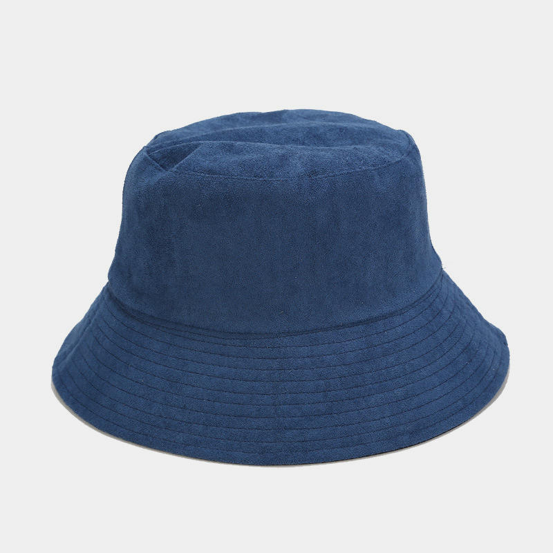 BK00077 Suede Wide Brim Solid Color Fall Bucket Hat