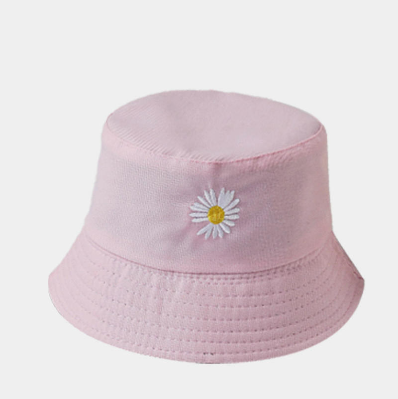 BK00019 Small Double Daisy Short Eaves Sun Block Bucket Hat
