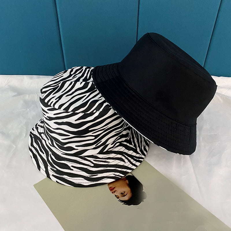 BK00046 Double-sided Cotton Zebra Print Bucket Hat