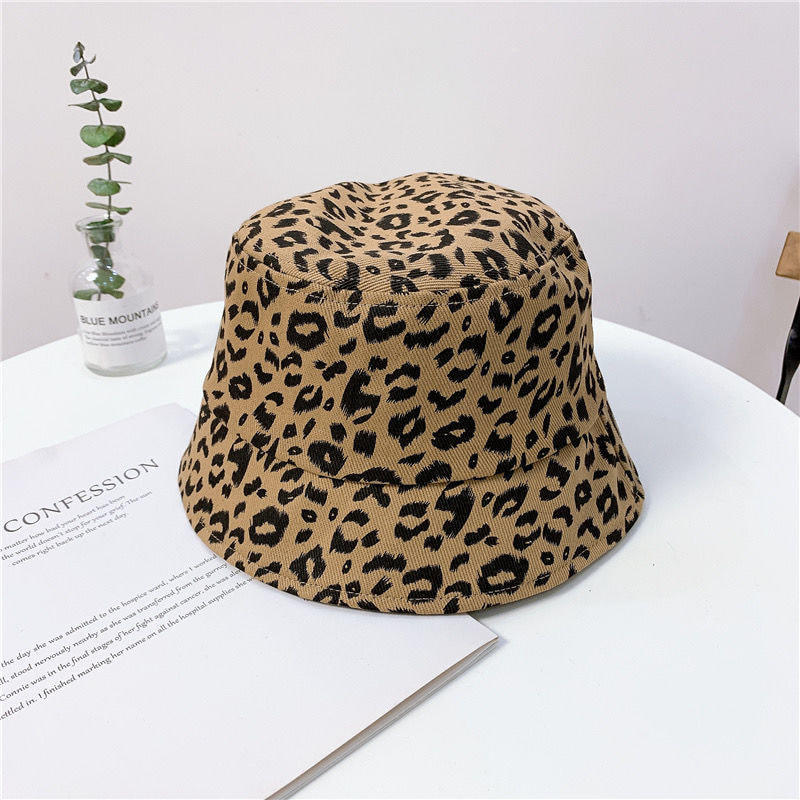 BK00033 Leopard Print Casual Versatile Sunscreen Bucket Hat