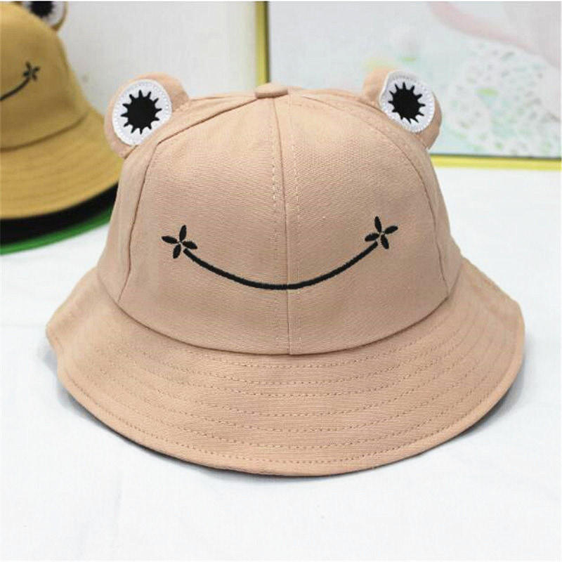 BK00040 Big Eyes Frog Children Personality Sunbonnet Bucket Hat