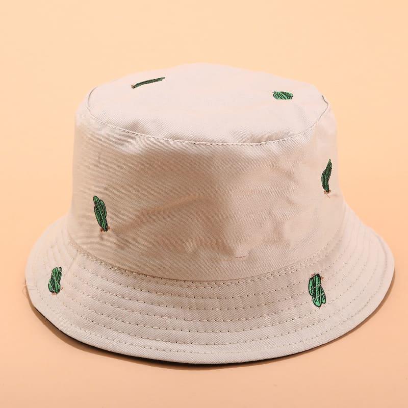 BK00058 Cactus Embroidered Double-faced Bucket Hat