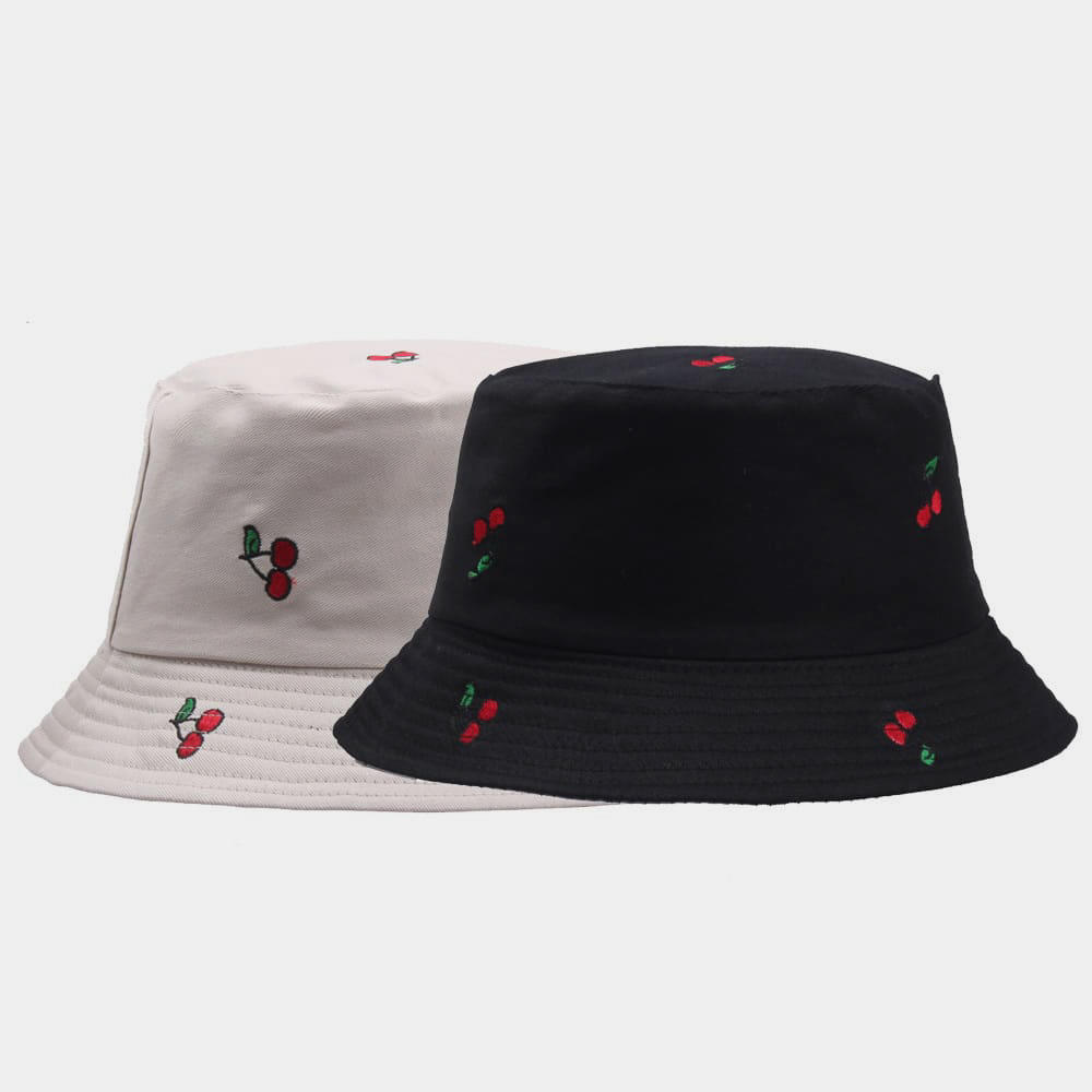 BK00055 Fruit And Cherry Patterns Embroidered Bucket Hat