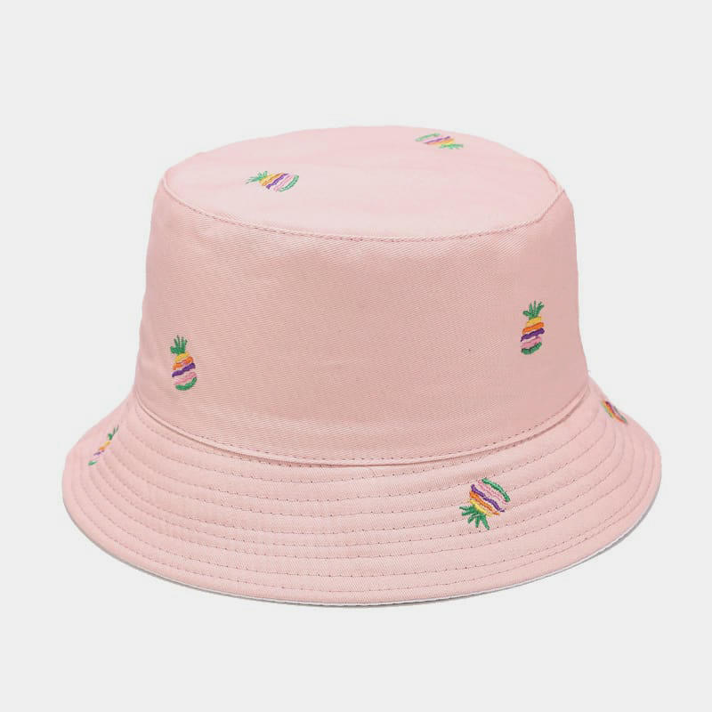 BK00056 Double-faced Bucket Hat With Pineapple Embroidery