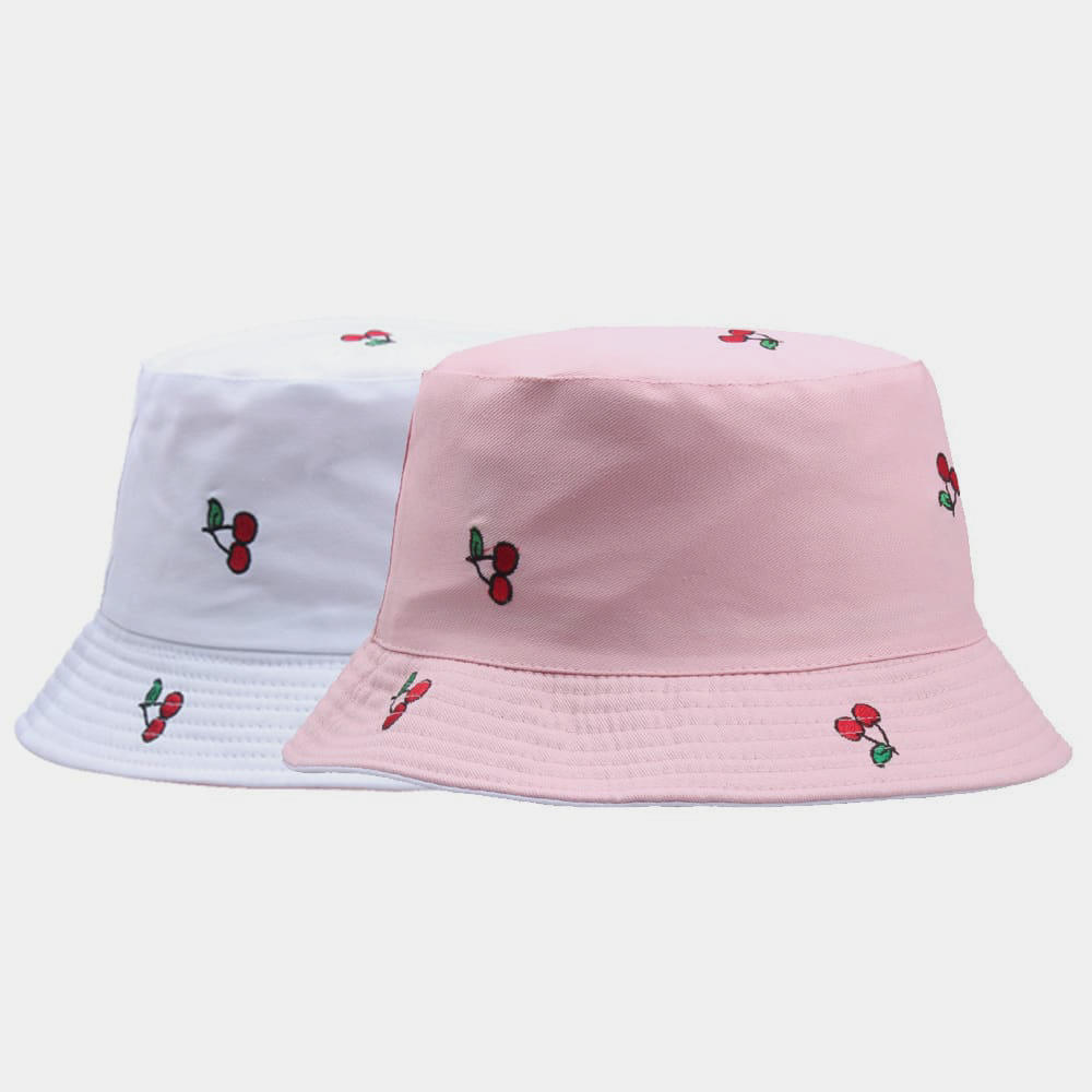 BK00055 Fruit And Cherry Patterns Embroidered Bucket Hat