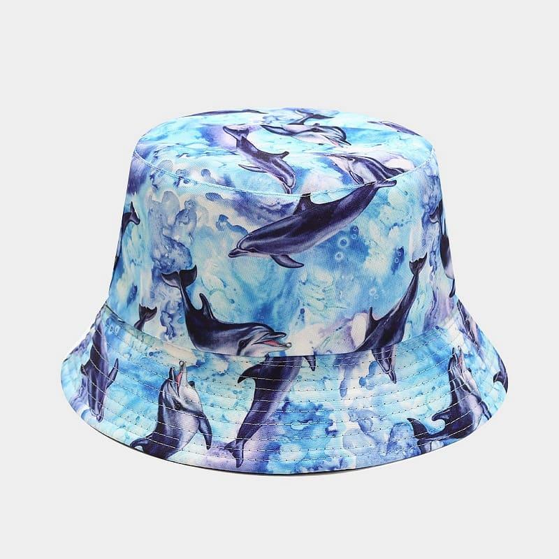 BK00072 Marine Animal Print Double-sided Bucket Hat
