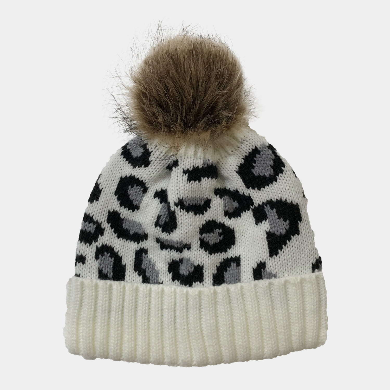H00004 Leopard Jacquard Ladies Knitted Hat