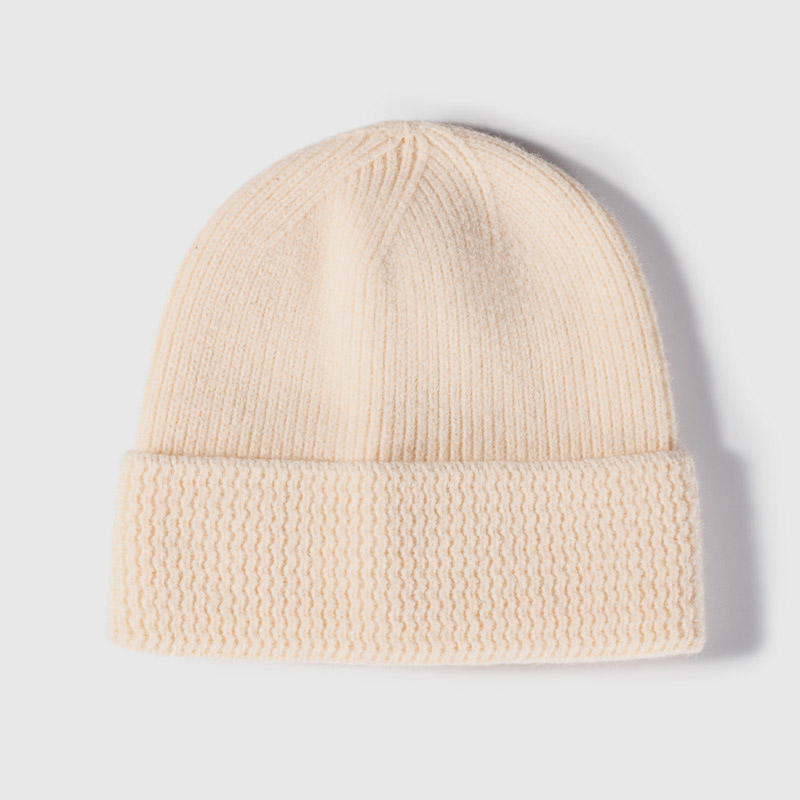 H00017 Cashmere Cuffed Jacquard Adult Knitted Hat