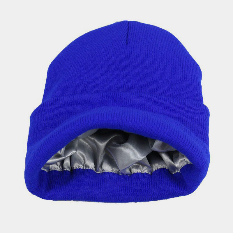 H00023 Satin Lining Solid Color Adult Knitted Hat
