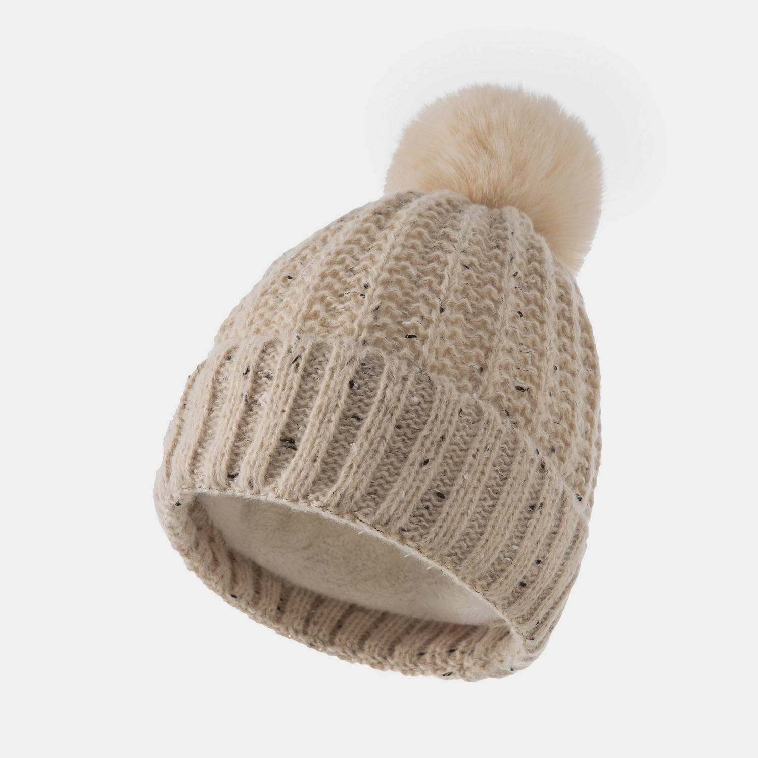 H00028 Women's Fleece Knitted Hat With Pompom