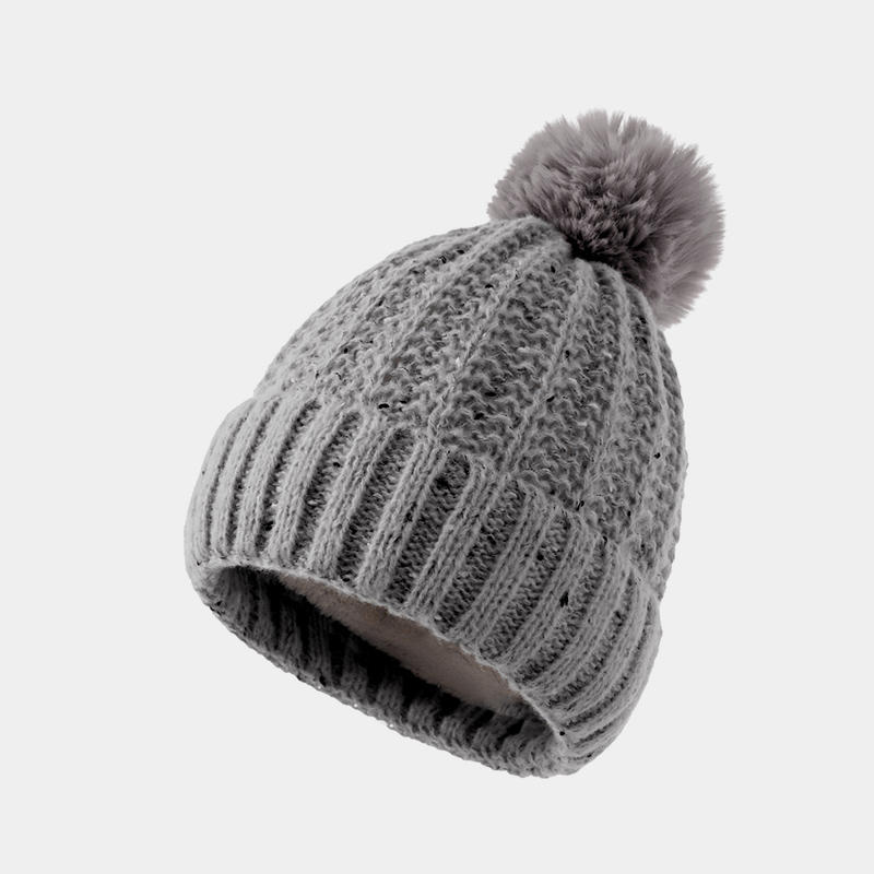 H00028 Women's Fleece Knitted Hat With Pompom