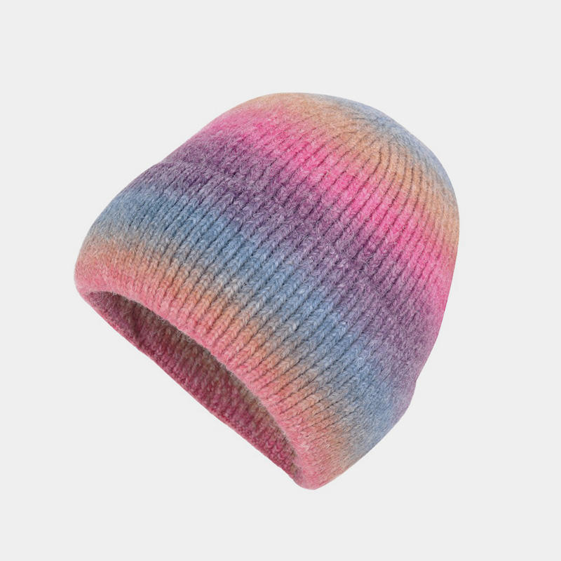H00031 Multi-color Tie-dyed Rainbow Acrylic Knitted Hat