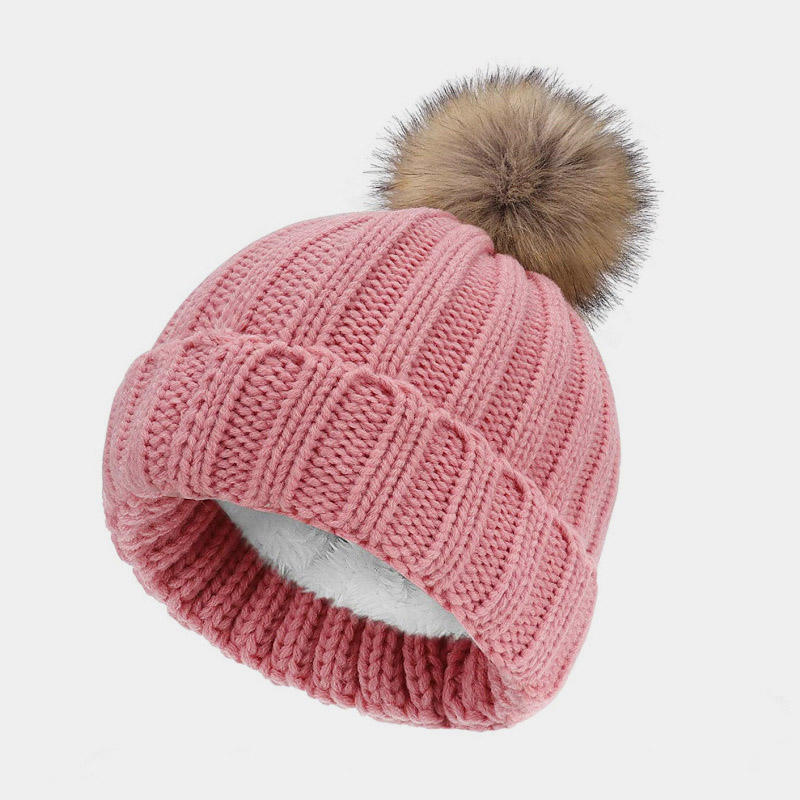 H00025 Adult Multi-color Knitted Hairball Hat