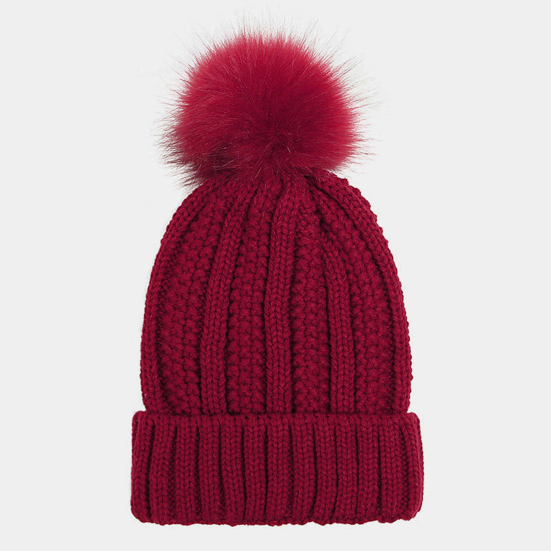 H00043 Twist Thread Winding Knitted Pompom Hat