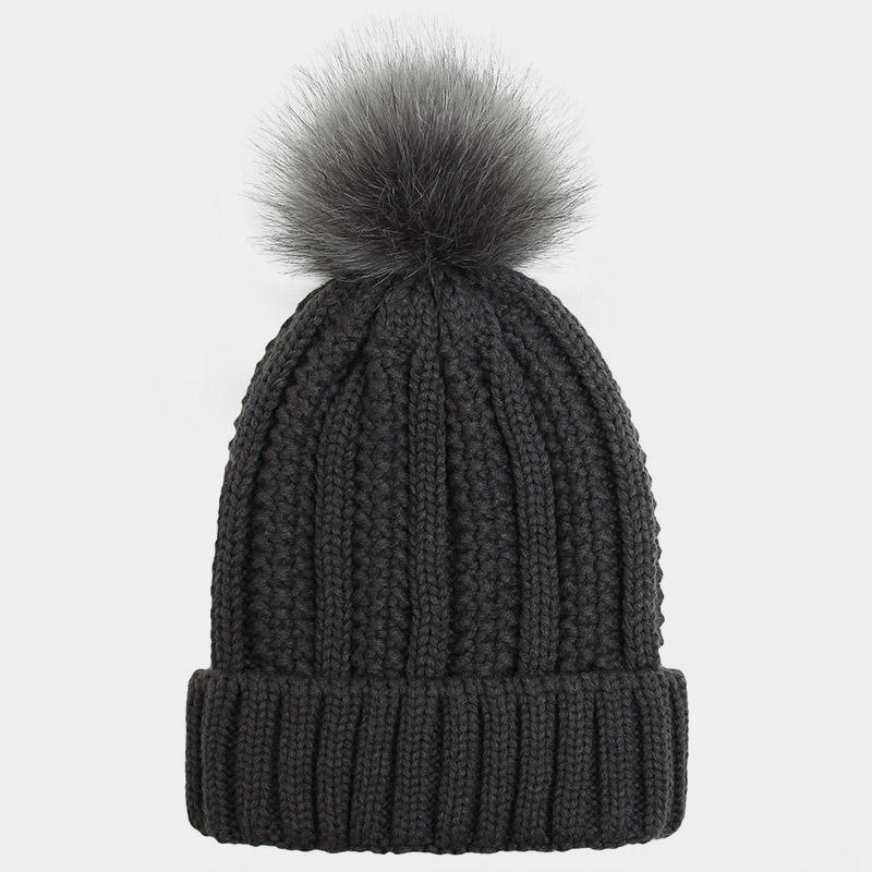 H00043 Twist Thread Winding Knitted Pompom Hat