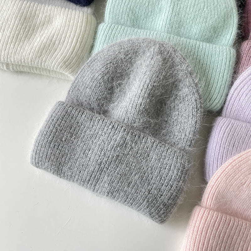H00045 Angolan Rabbit Wool Blended Women's Warm Knitted Hat