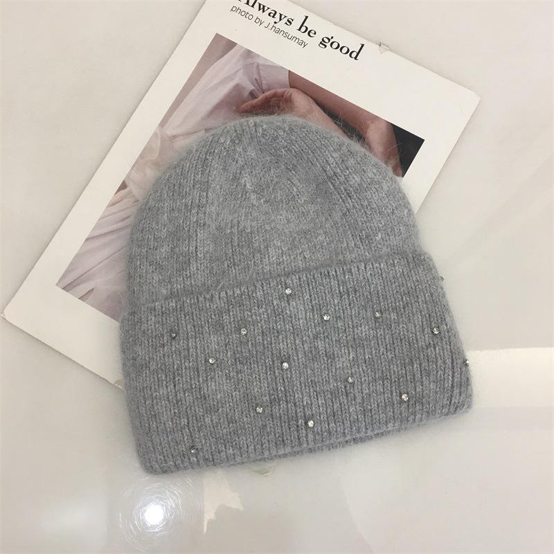 H00047 Diamond-encrusted Jewels Angora Knitted Hat