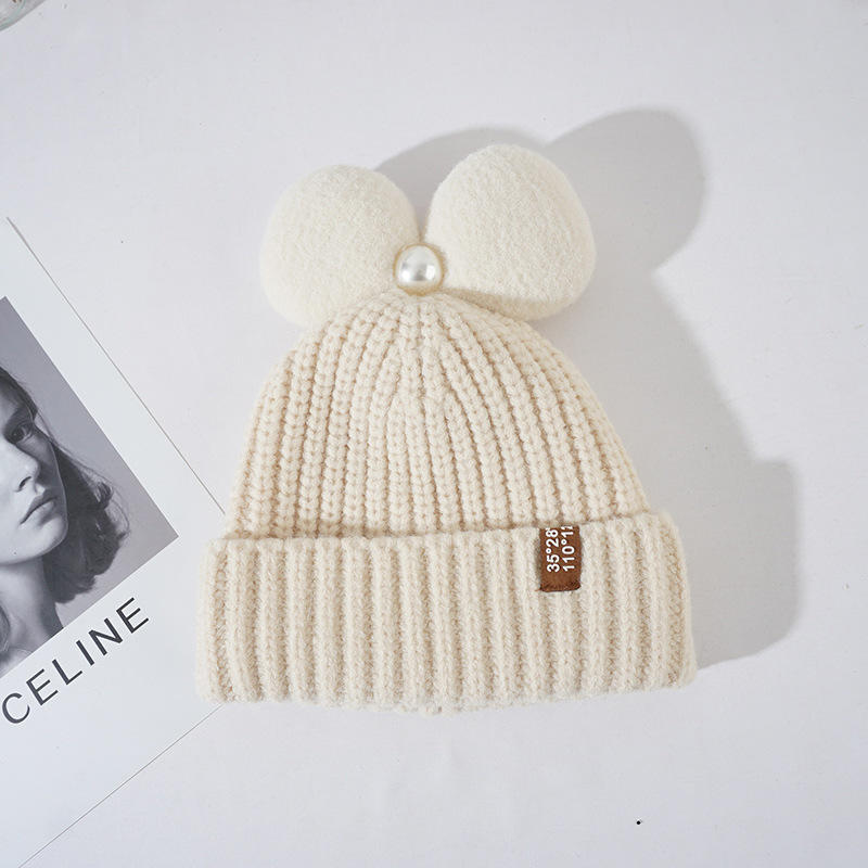 H00051 Double Pom Pom Beanie Knitted Hat