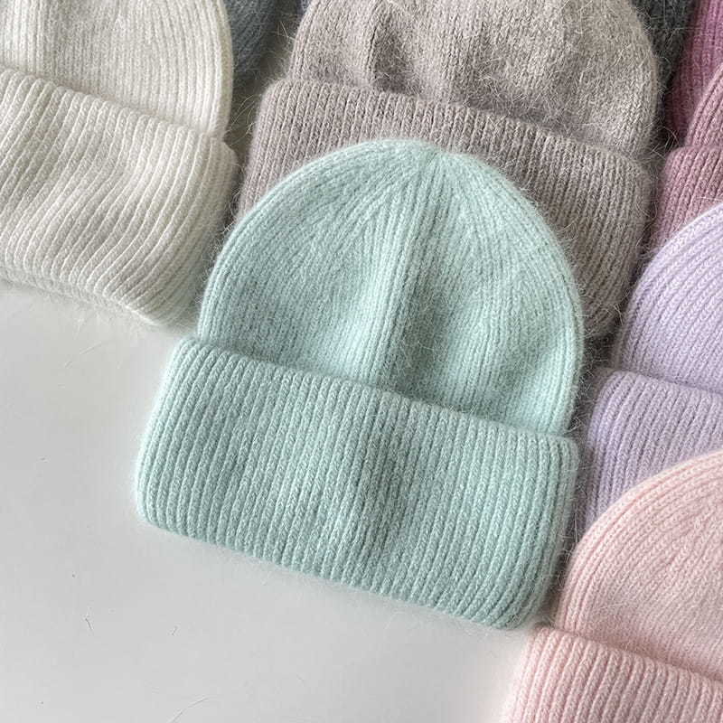 H00045 Angolan Rabbit Wool Blended Women's Warm Knitted Hat