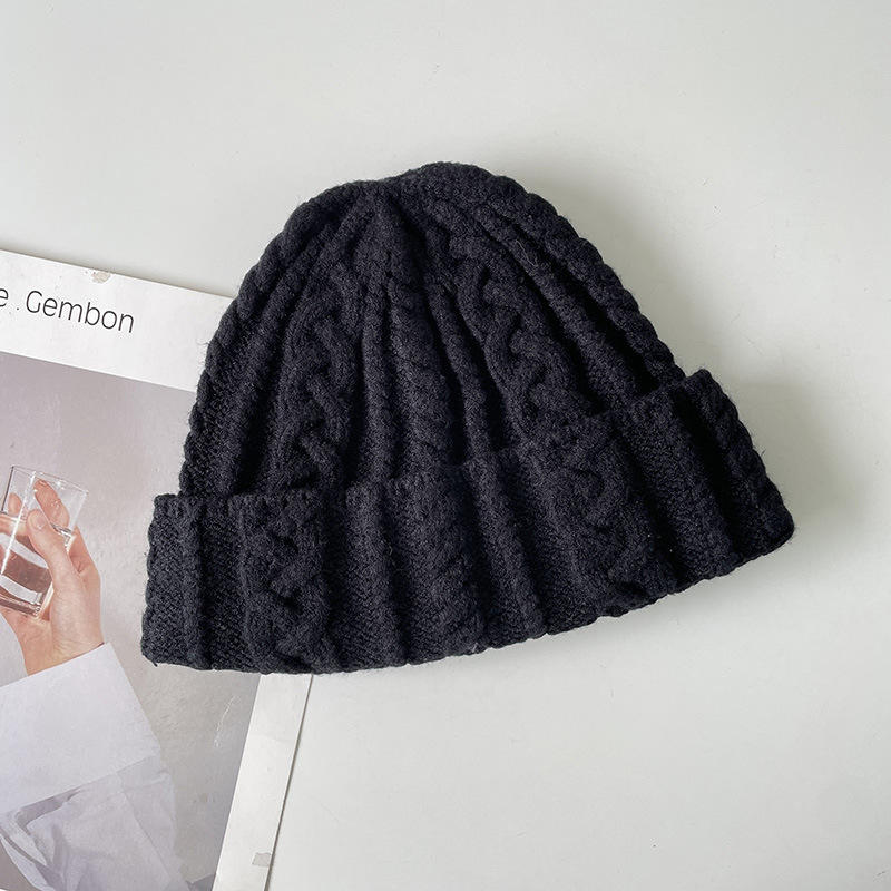 H00073 Retro Twist Pattern Basic Adults Knitted Hat