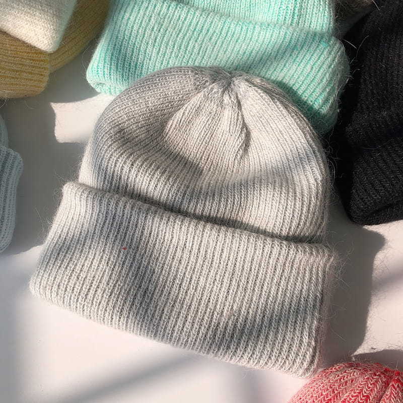 H00068 Rabbit Wool Women's Knitted Beanie Hat