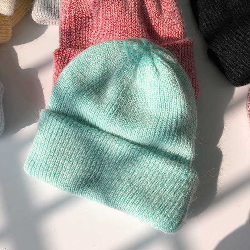 H00068 Rabbit Wool Women's Knitted Beanie Hat