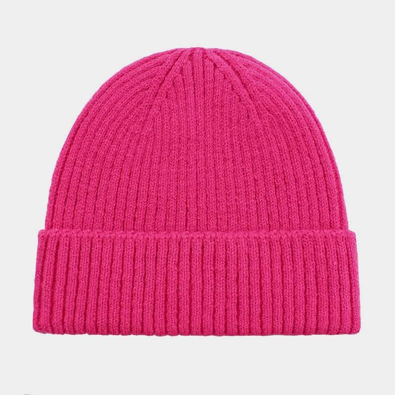 H00079 Solid Color Basic Colorful Adult Knitted Hat