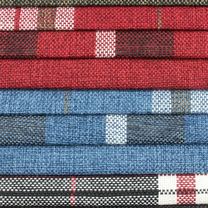 SM-A0004 Checked Polyester And Linen Sofa Fabric