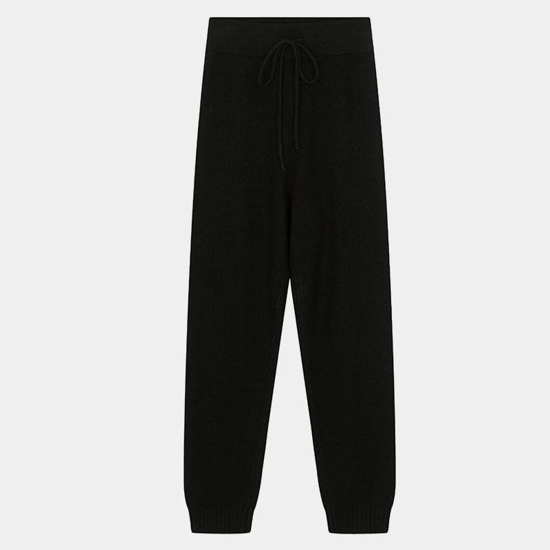 ML2237 Mid Waist Thick High Density Casual Knit Trousers