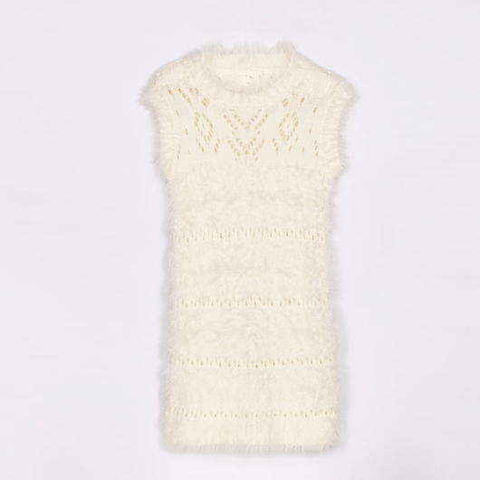 SM-K0043 Summer Mohair Sleeveless Knitted Dress French Hollow Bottoming Dress