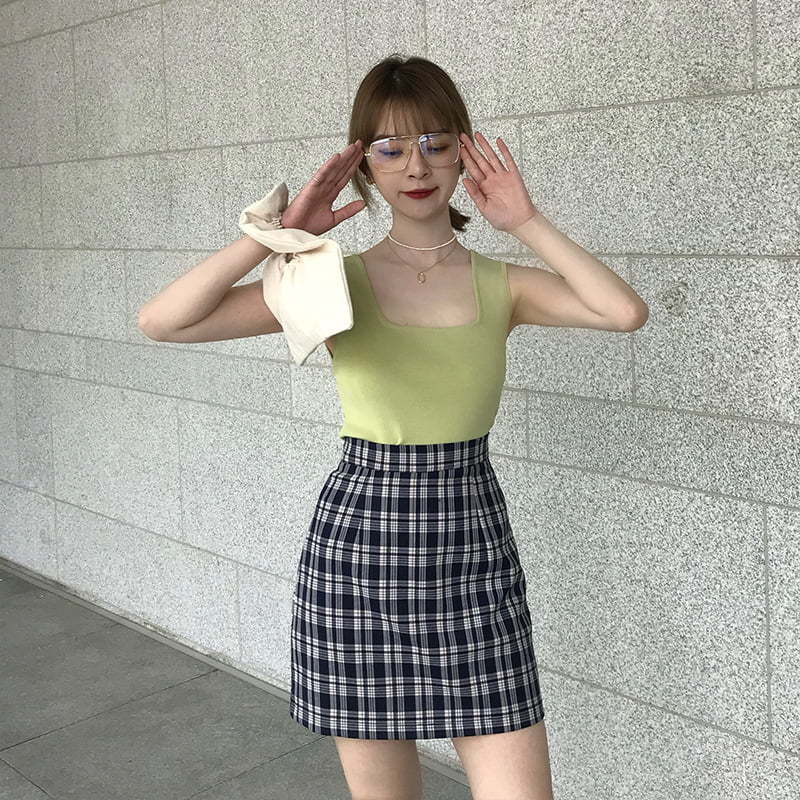 SM-K0017 Spring Summer Knitted Vest Korean Bottom Shirt Sleeveless Small Sling
