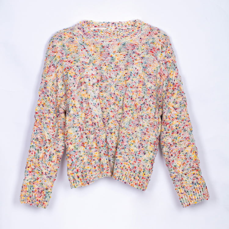SM-K0033 Colorful Polka Dot Sweet Wind Loose Turtleneck Sweater Knitted Jumper