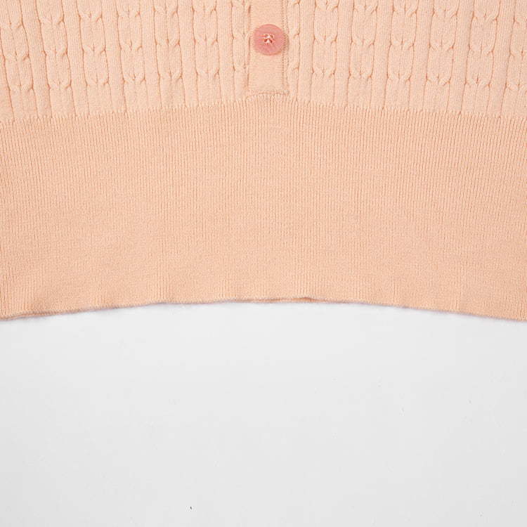 SM-K0002 Faux Linen V-Neck Cropped Women's Slim Fit knitted Jumper