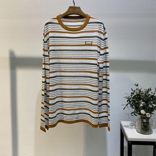 SM-K0004 Long Sleeve Crew Striped Loose Sunblock Knitted Jumper