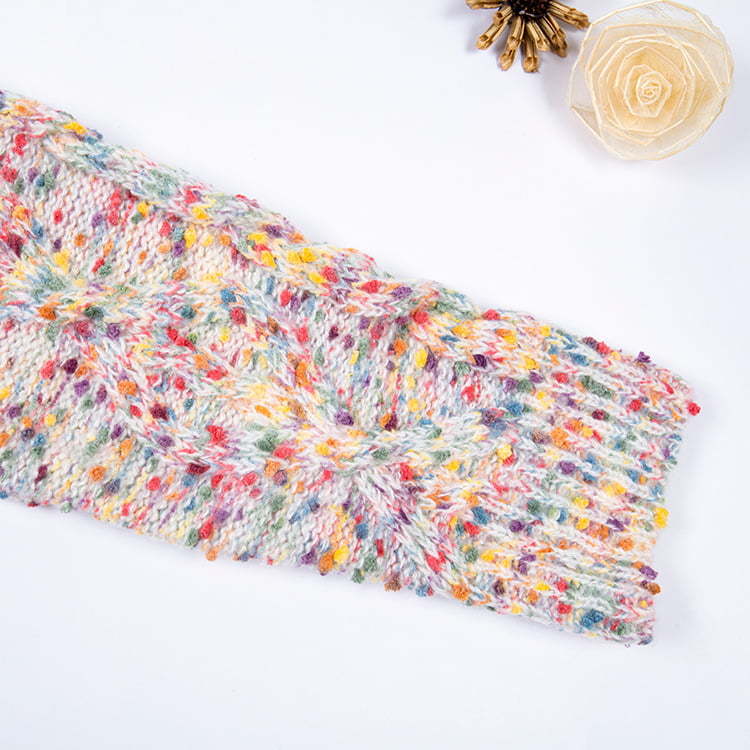 SM-K0033 Colorful Polka Dot Sweet Wind Loose Turtleneck Sweater Knitted Jumper