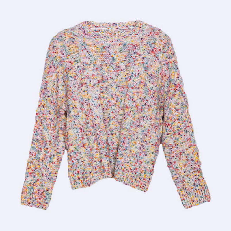 SM-K0033 Colorful Polka Dot Sweet Wind Loose Turtleneck Sweater Knitted Jumper
