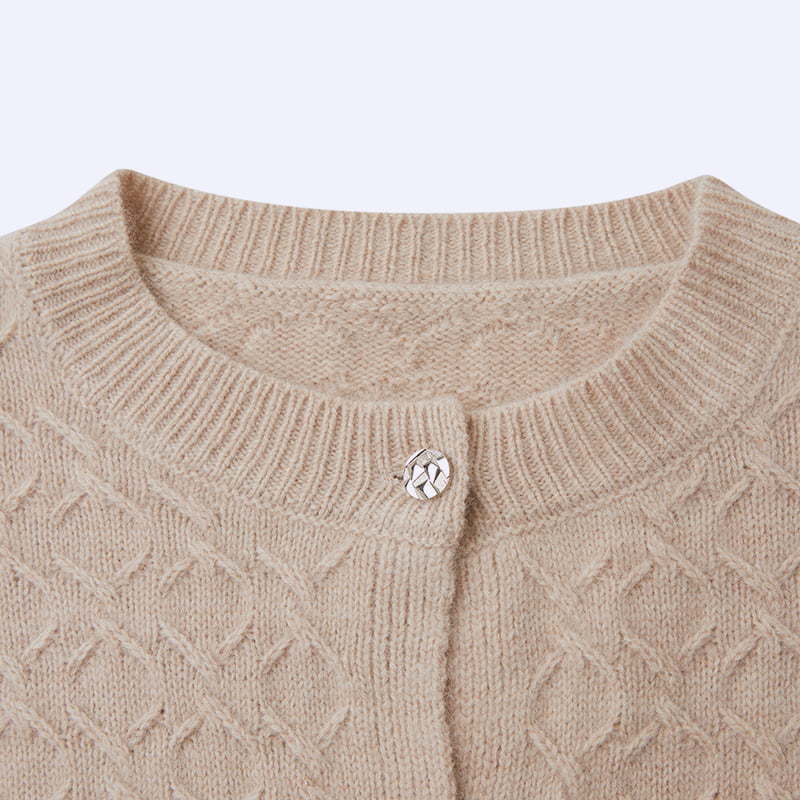 ML2203 Women's Thin Early Spring Autumn Round Neck Knitted Cardigan