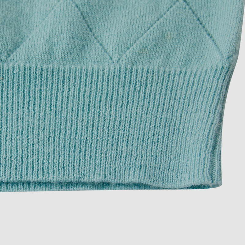 ML2212 Diamond Hollow Neckline Ribbon Design Knit Cardigan Sweater