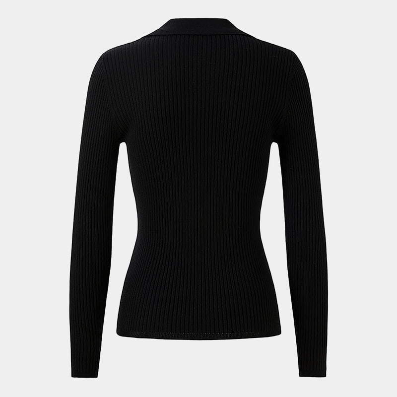 SM-K0064 V-neck Long Sleeves Thin Knitted Jumper Button Decoration