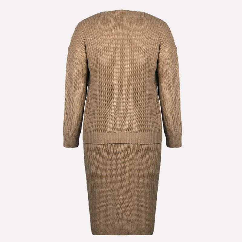 SM-K0101 Lady Knittedtop And Skirt Casual Knitted Suit